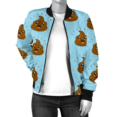 Poop Emoji Pattern Print Design A03 Women's Bomber Jacket