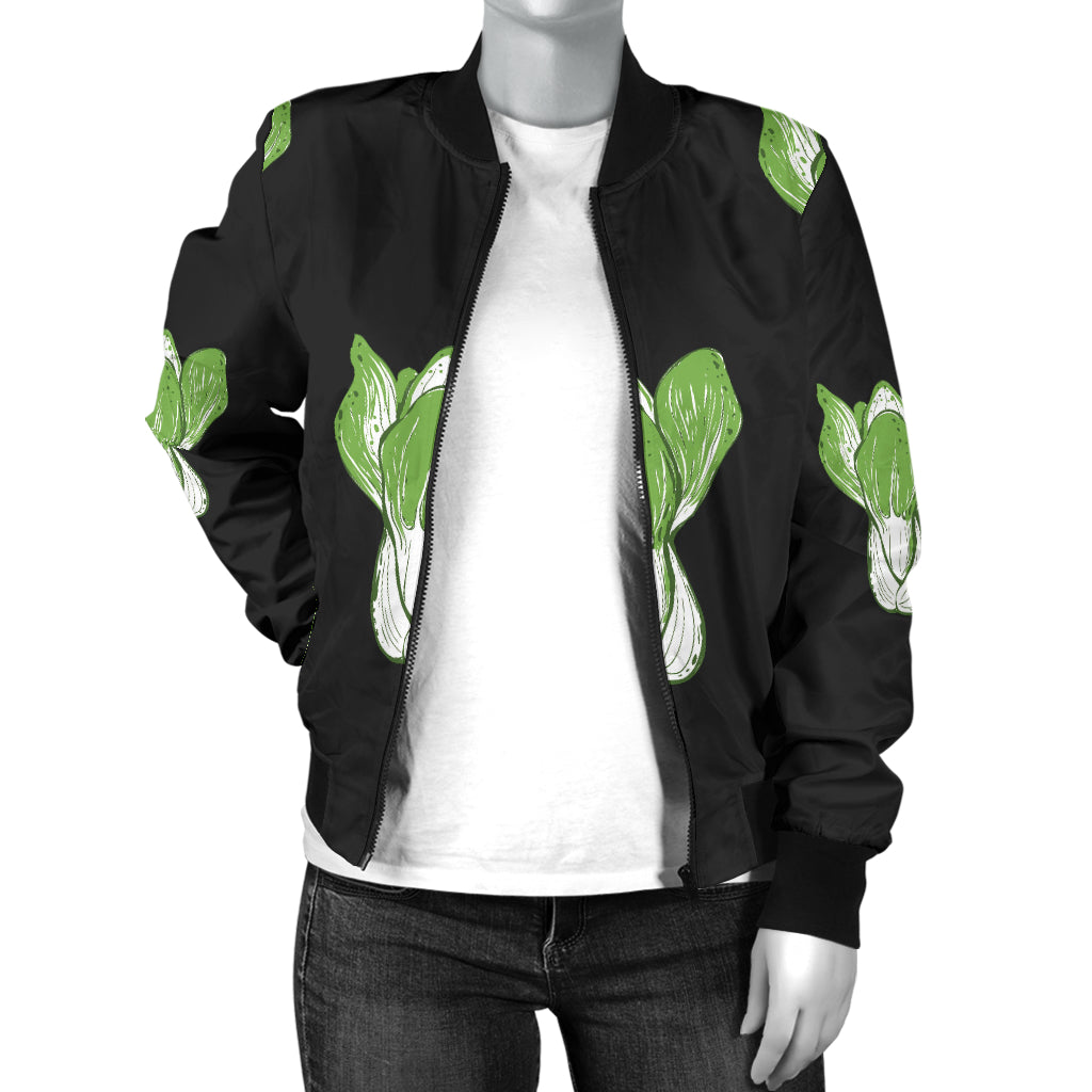 Kale Pattern Print Design 02 Women's Bomber Jacket