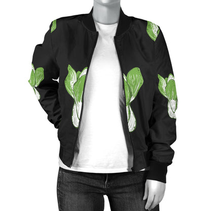 Kale Pattern Print Design 02 Women's Bomber Jacket