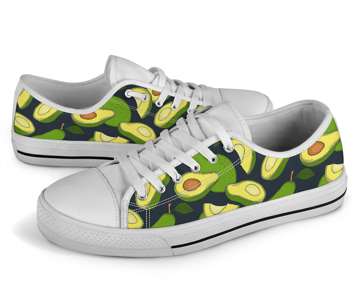 Avocado Pattern Print Design AC013 White Bottom Low Top Shoes