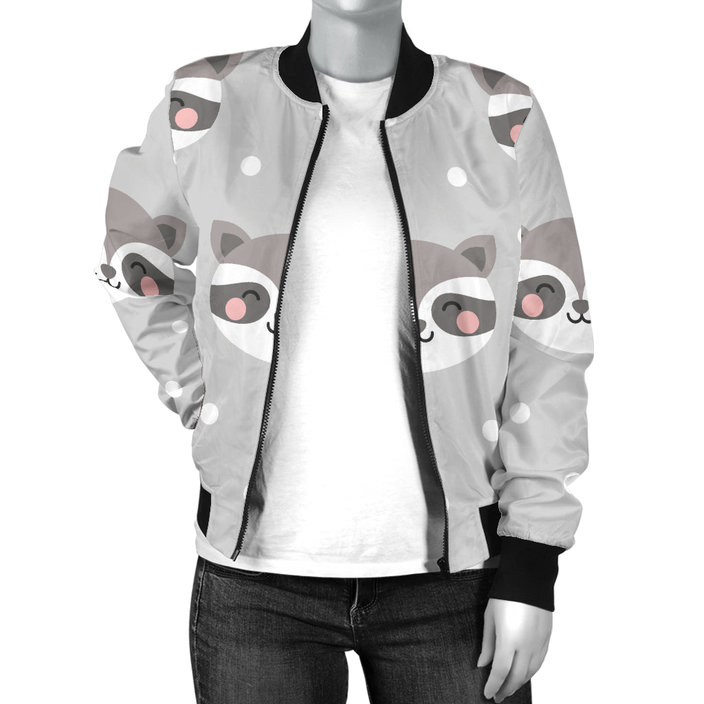 Raccoon Pattern Print Design A04 Women's Bomber Jacket