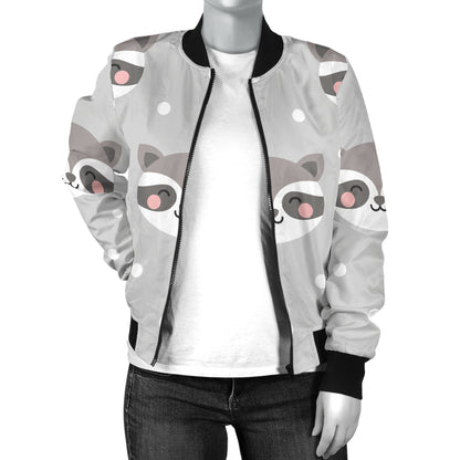 Raccoon Pattern Print Design A04 Women's Bomber Jacket