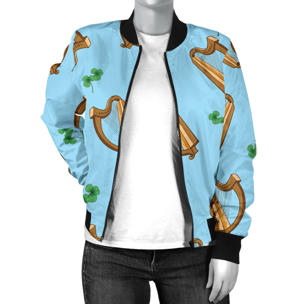 Harp Pattern Print Design 01 Women's Bomber Jacket