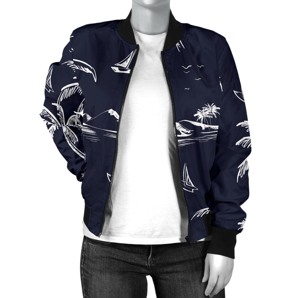 Pacific island Pattern Print Design A02 Women's Bomber Jacket