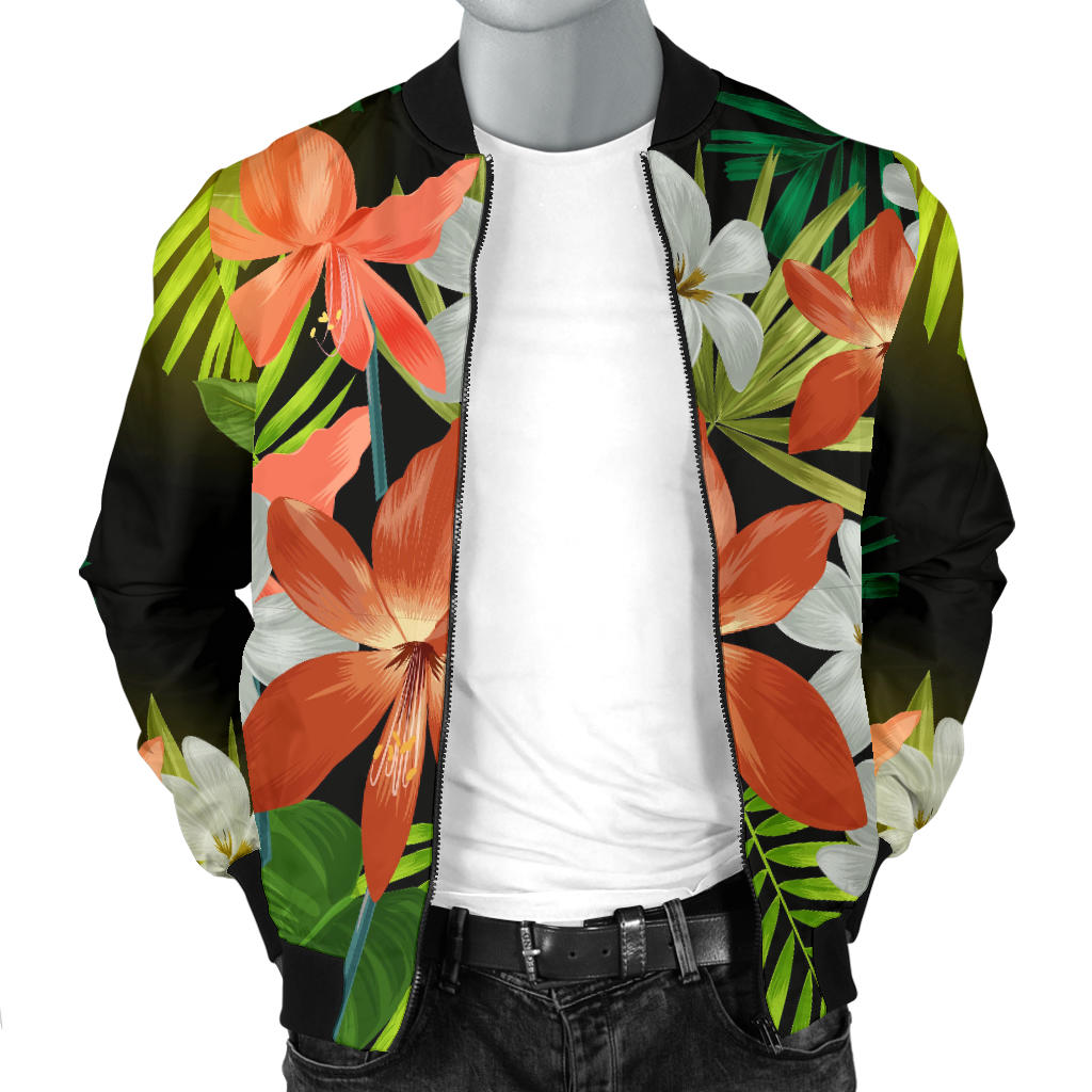 Amaryllis Pattern Print Design AL07 Men Bomber Jacket
