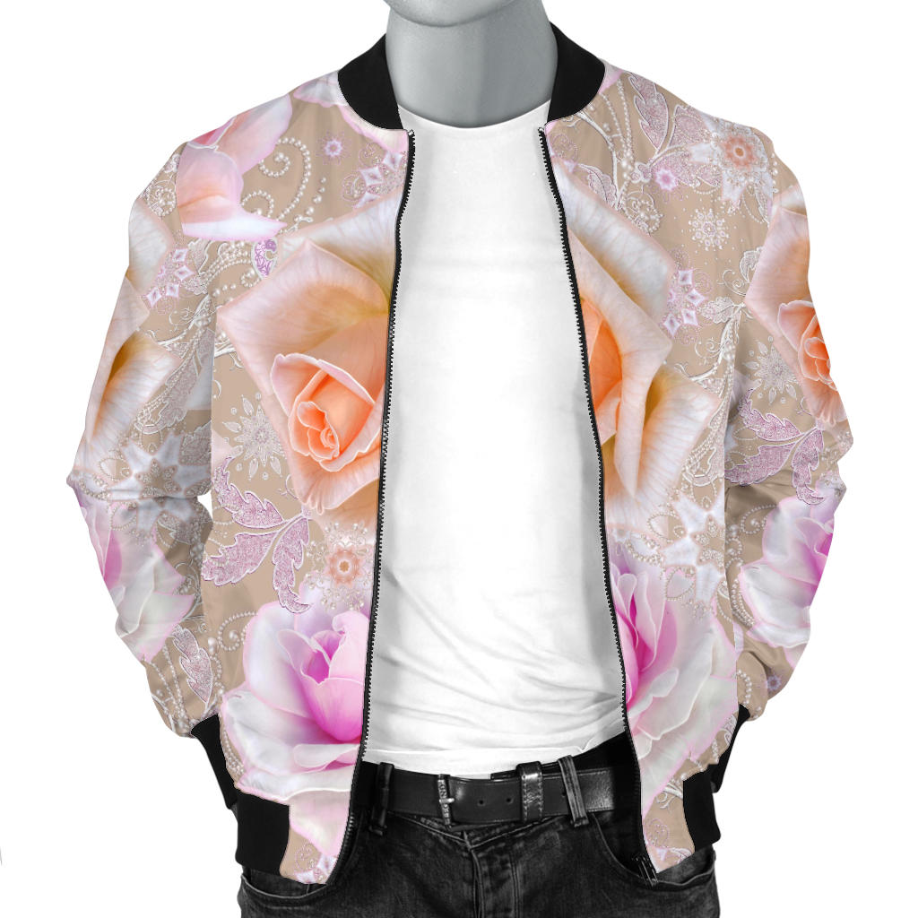 Rose Pattern Print Design RO011 Men Bomber Jacket
