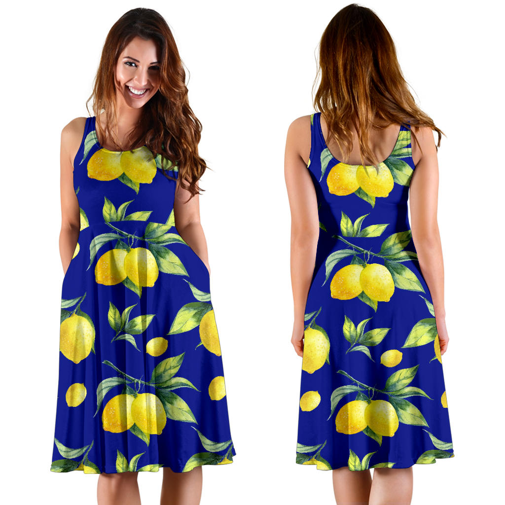 Lemon Pattern Print Design LM06 Midi Dress