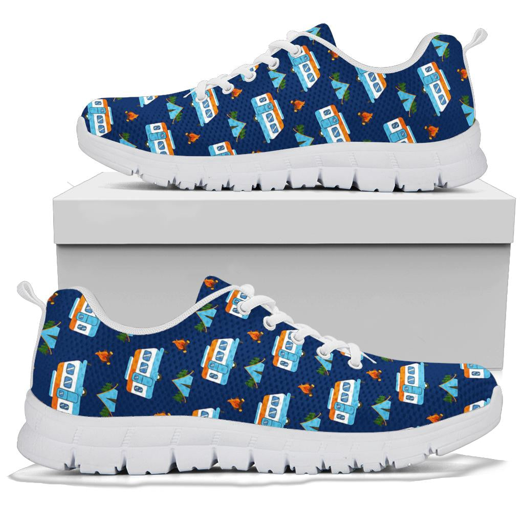 Camper Pattern Camping Themed No 3 Print Sneakers White Bottom Shoes