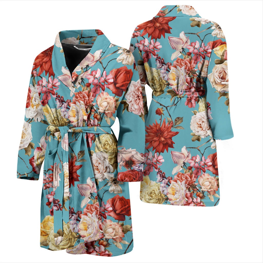 Summer Floral Pattern Print Design SF05 Men Bathrobe