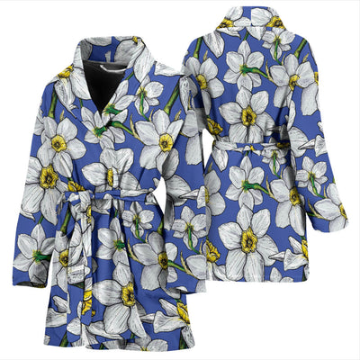 Daffodils Pattern Print Design DF08 Women Bathrobe