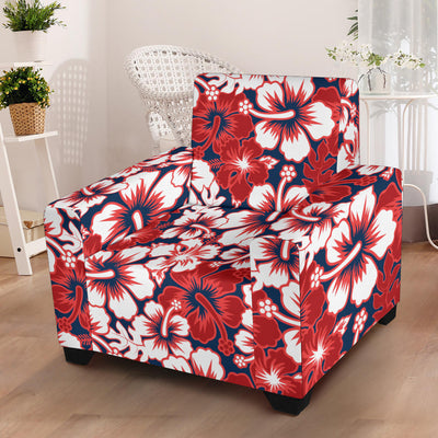 Red Hibiscus Pattern Print Design HB01 Armchair Slipcover