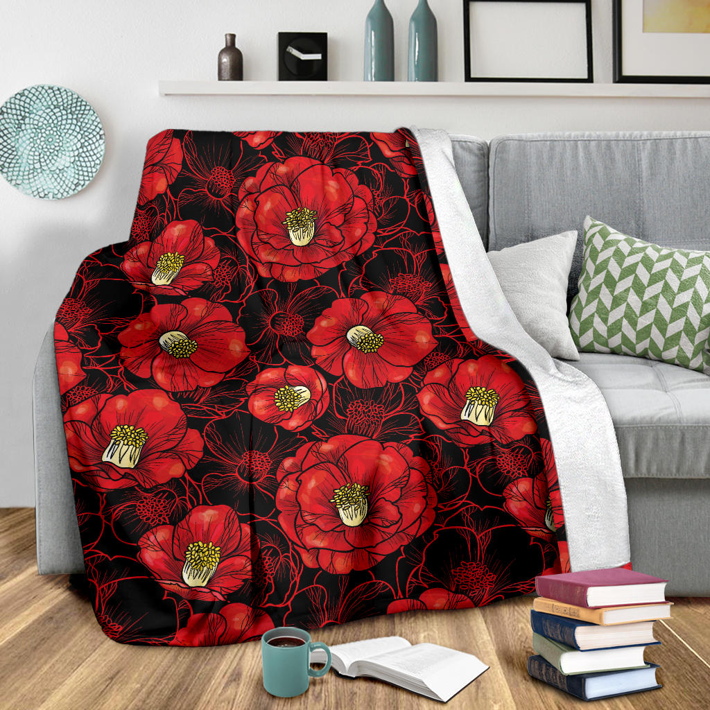 Camellia Pattern Print Design CM06 Fleece Blanket