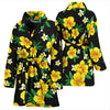 Yellow Hibiscus Pattern Print Design HB08 Women Bathrobe