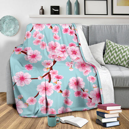 Cherry Blossom Pattern Print Design CB04 Fleece Blanket