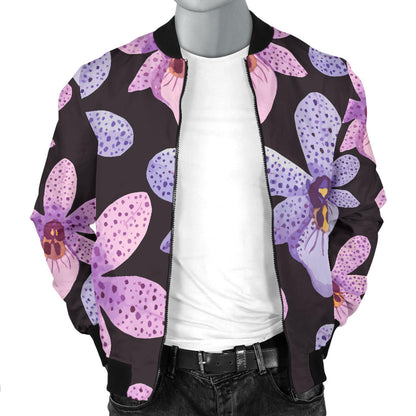Orchid Pattern Print Design OR08 Men Bomber Jacket