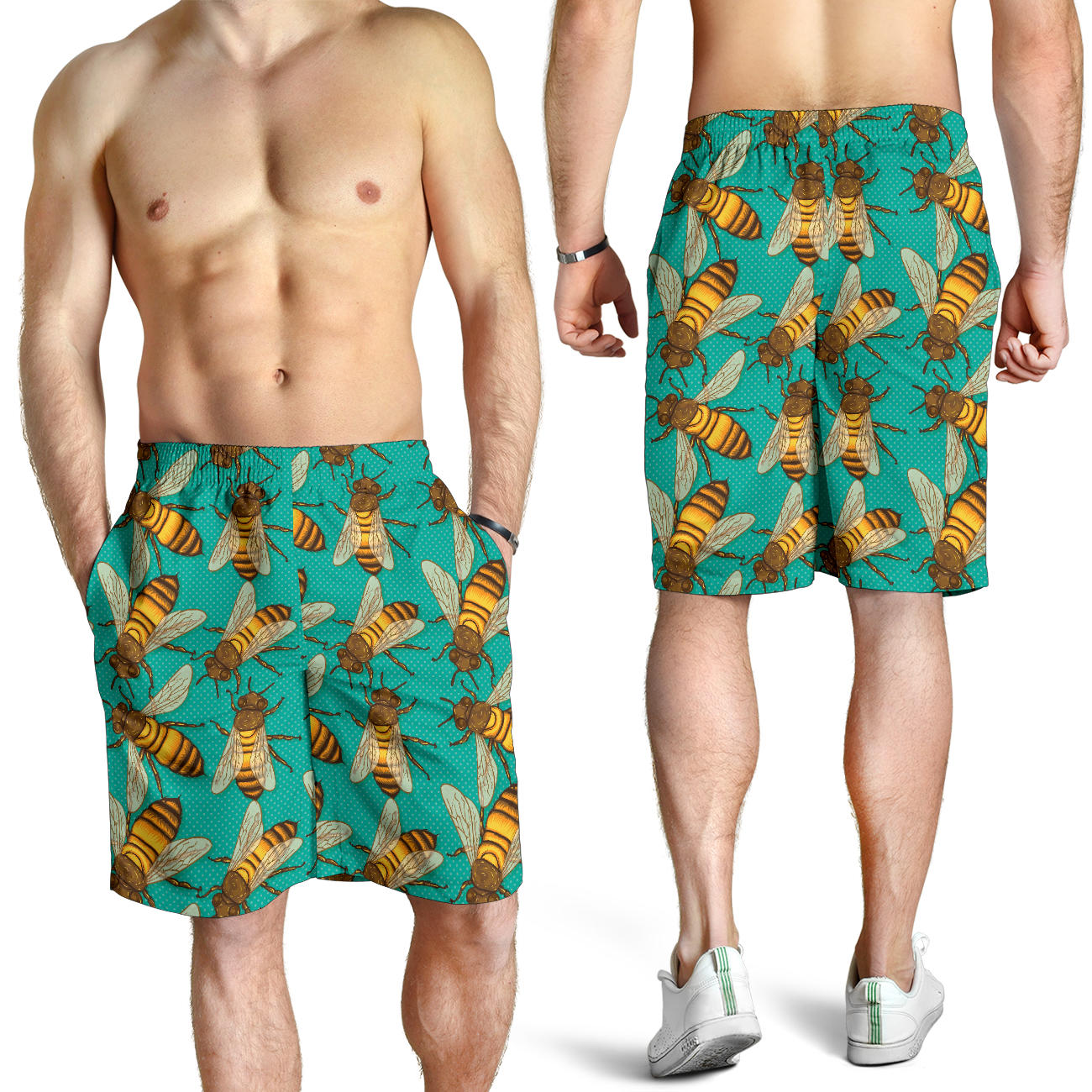 Bee Pattern Print Design BEE04 Mens Shorts