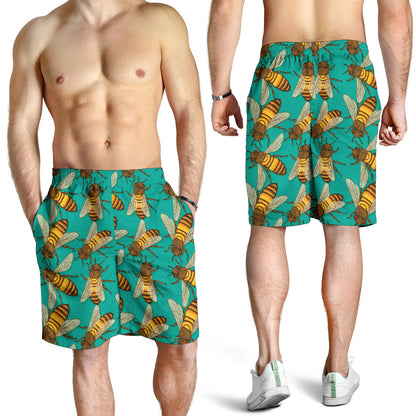 Bee Pattern Print Design BEE04 Mens Shorts