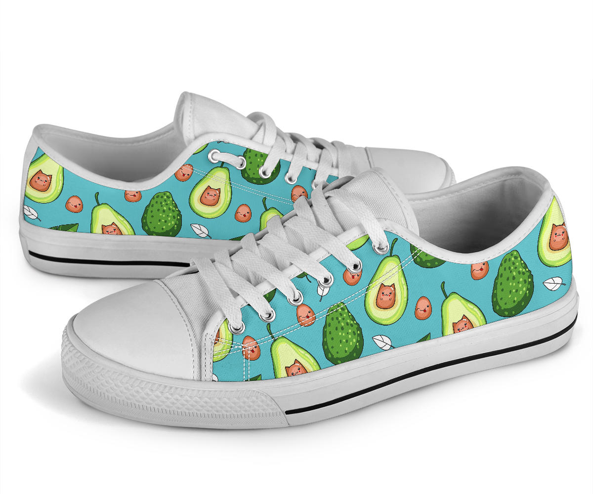 Avocado Pattern Print Design AC05 White Bottom Low Top Shoes