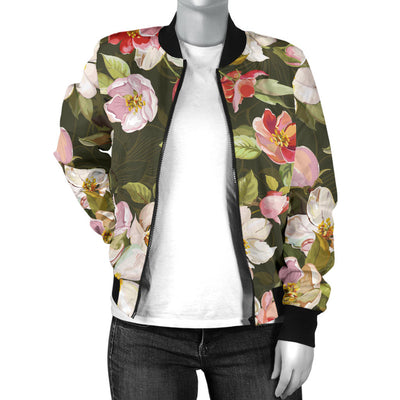 Apple blossom Pattern Print Design AB01 Women Bomber Jacket