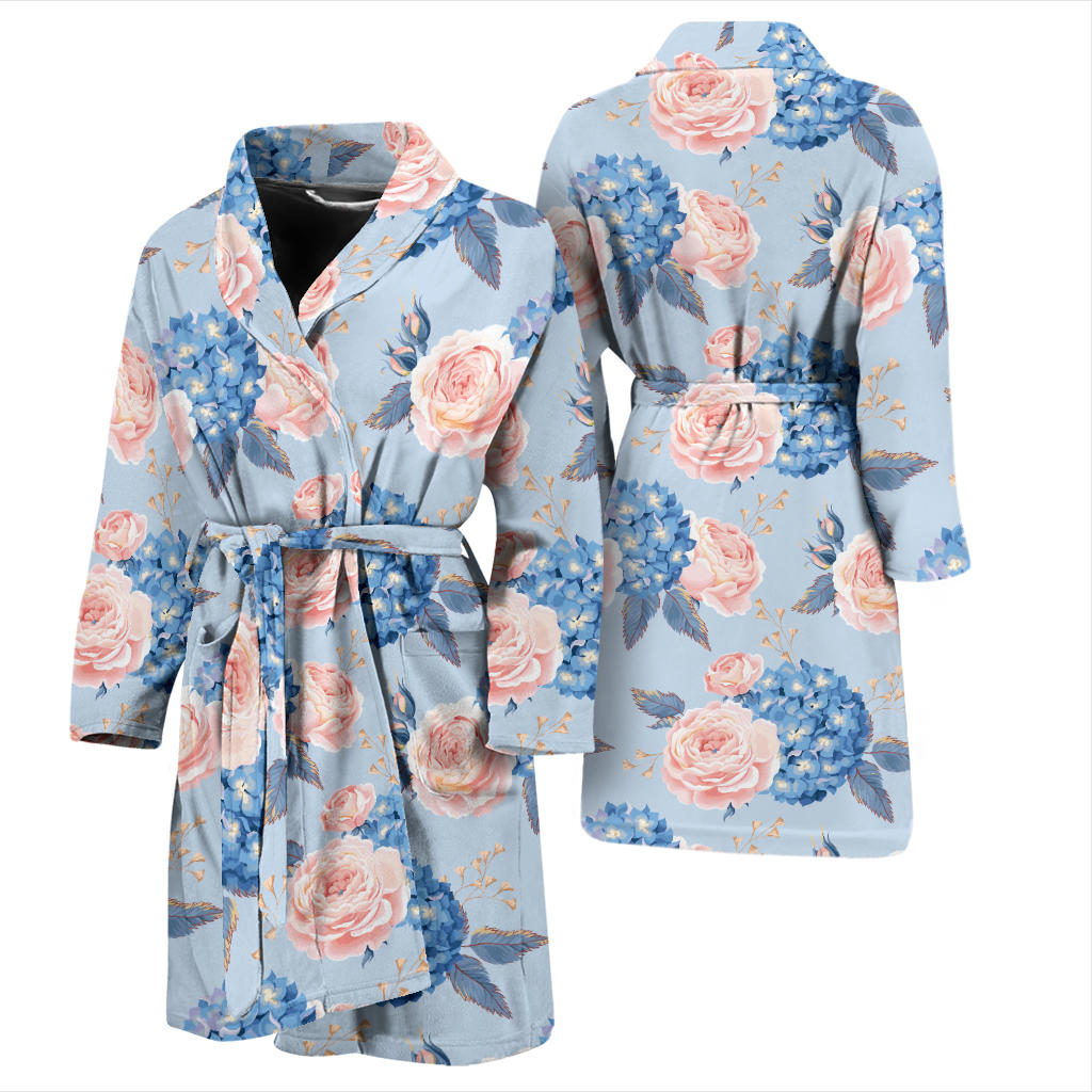 Hydrangea Pattern Print Design HD06 Men Bathrobe