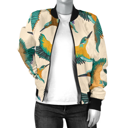 Kingfisher Pattern Print Design 02 Women's Bomber Jacket