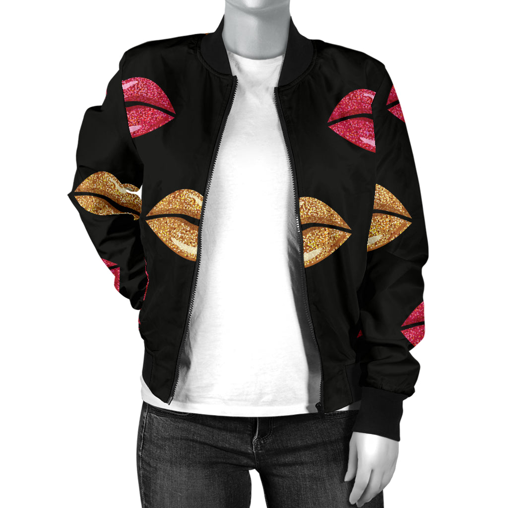 Lip Pattern Print Design 03 Women's Bomber Jacket