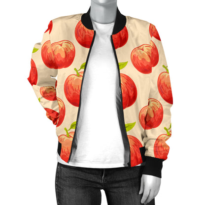 Peach Pattern Print Design A03 Women's Bomber Jacket