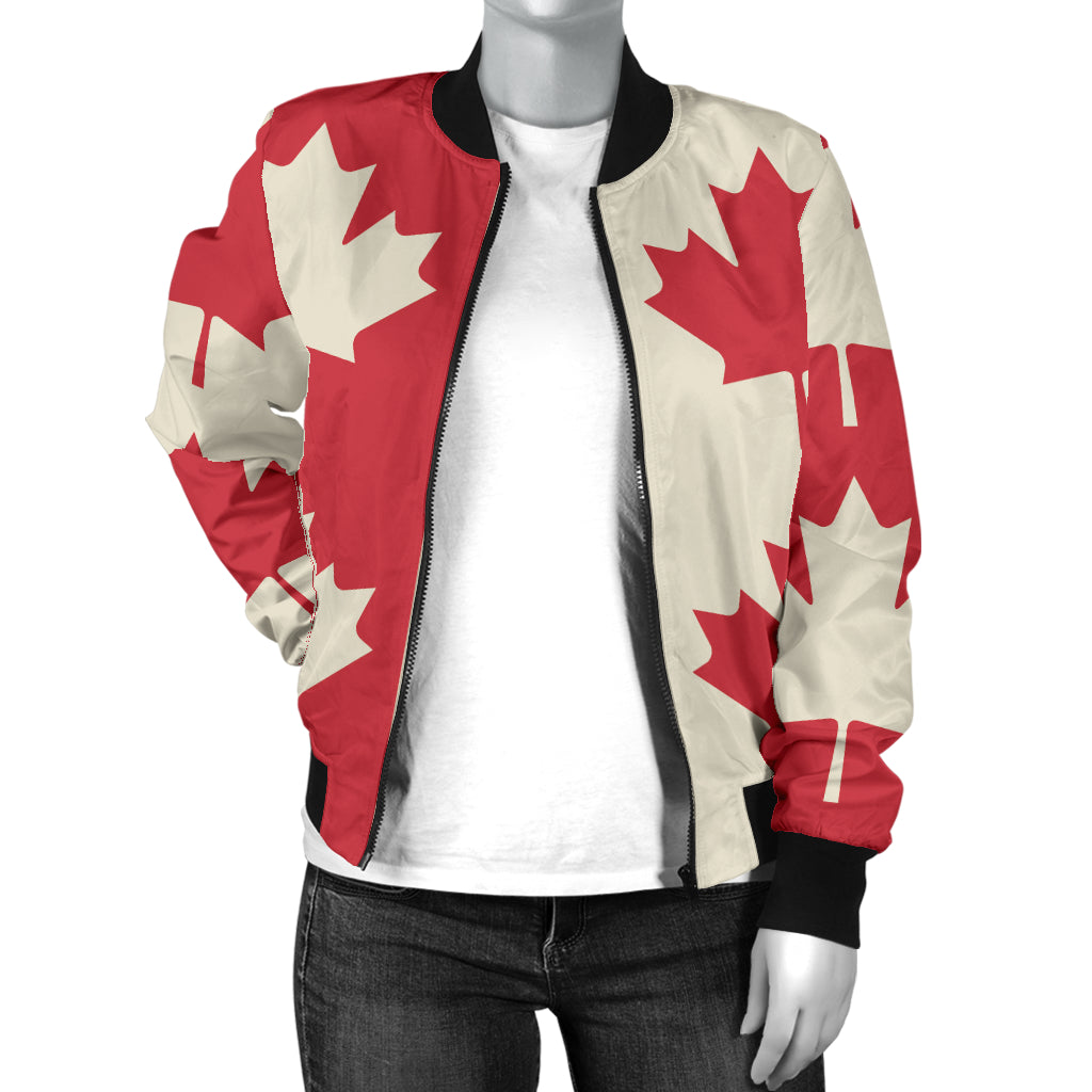 Maple Leaf Pattern Print Design 02 Women's Bomber Jacket