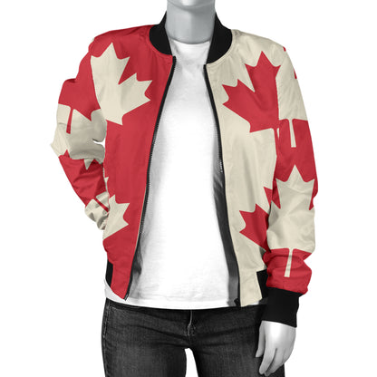 Maple Leaf Pattern Print Design 02 Women's Bomber Jacket