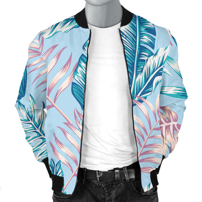 Tropical Flower Pattern Print Design TF01 Men Bomber Jacket