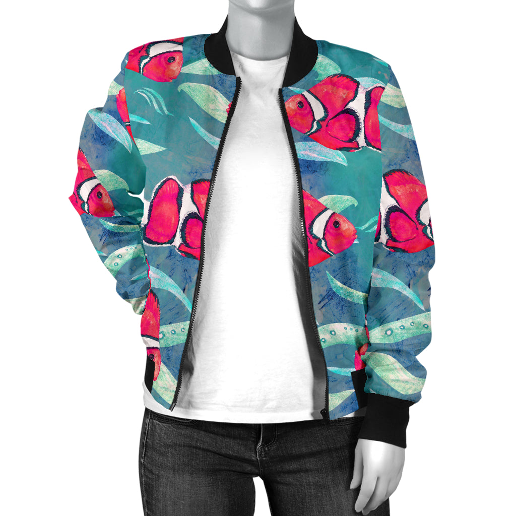 Clownfish Pattern Print Design 02 Women's Bomber Jacket