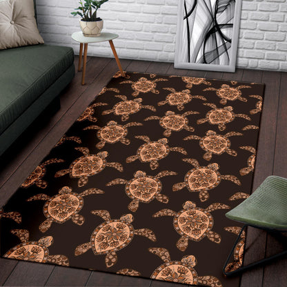 Tribal Sea Turtle Pattern Print Design T09 Area Rugs