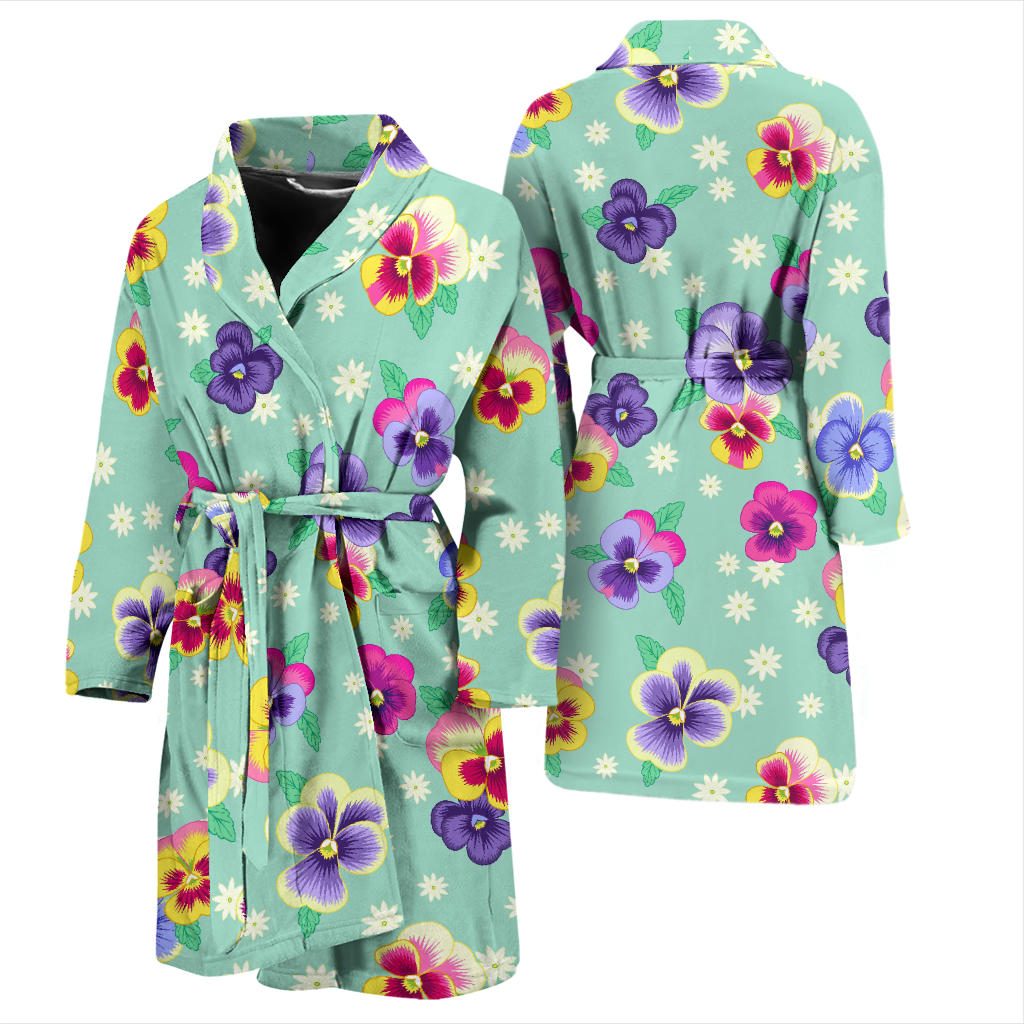 Pansy Pattern Print Design PS08 Men Bathrobe