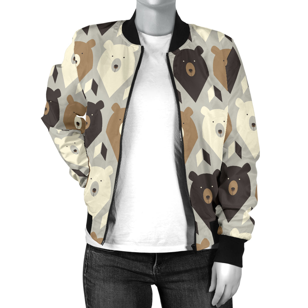 Bear Pattern Print Design 04 Women's Bomber Jacket