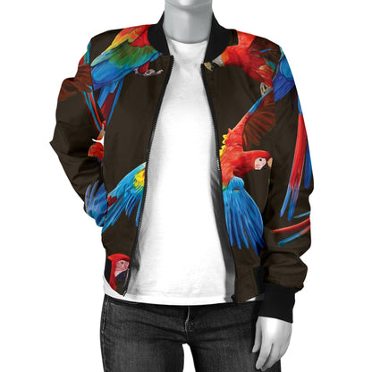 Macaw Pattern Print Design 04 Women's Bomber Jacket