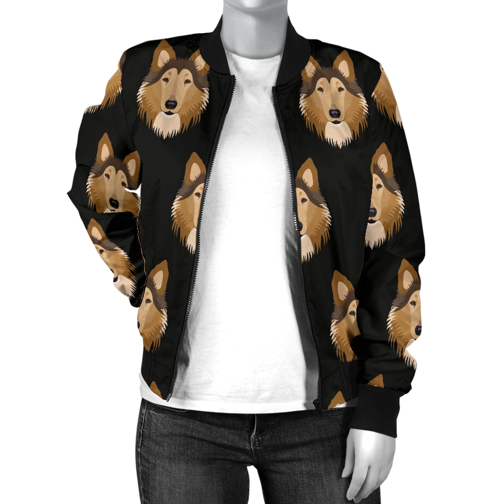 Collies Pattern Print Design 01 Women's Bomber Jacket