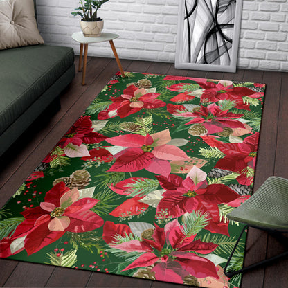 Poinsettia Pattern Print Design POT03 Area Rugs