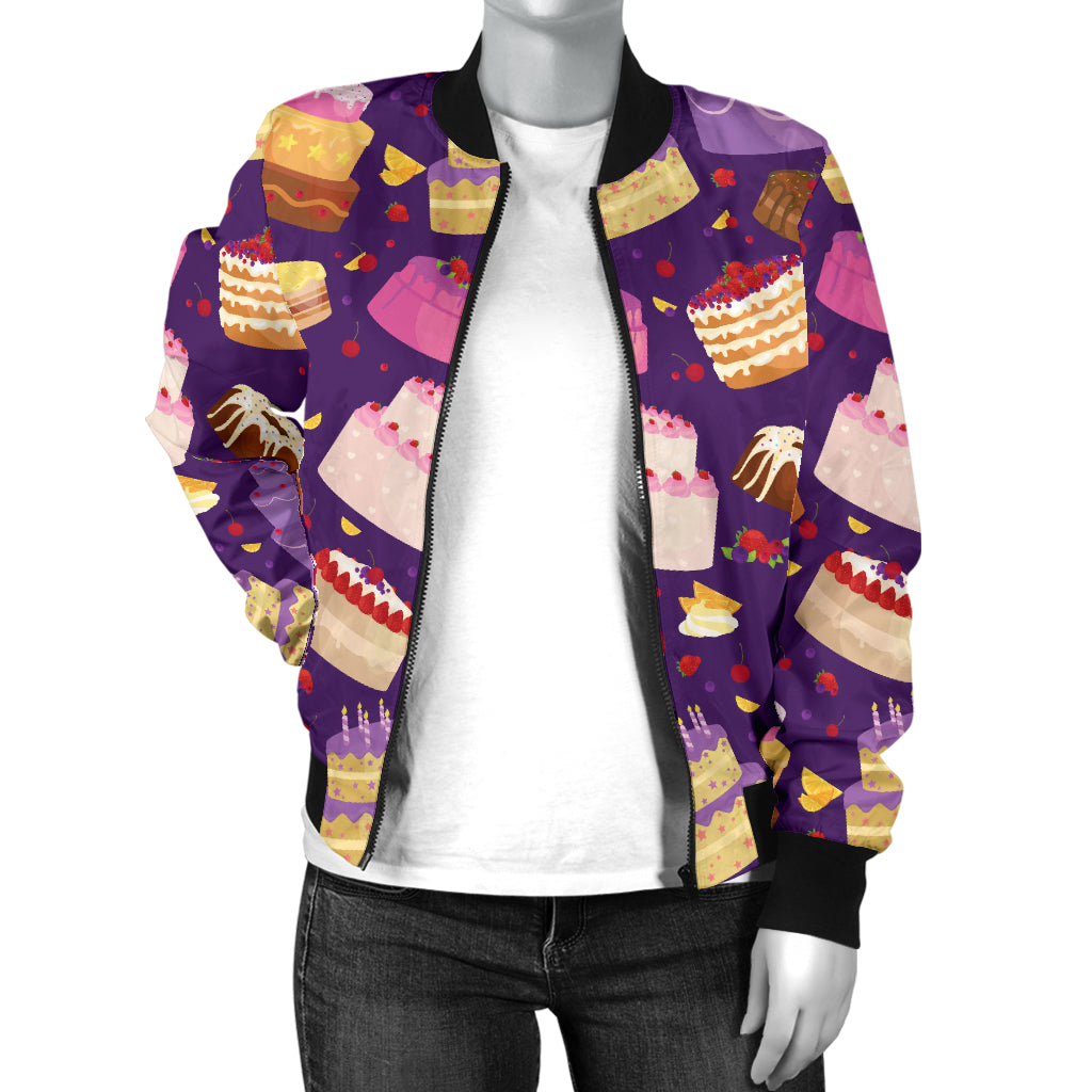 Cake Pattern Print Design 05 Women's Bomber Jacket