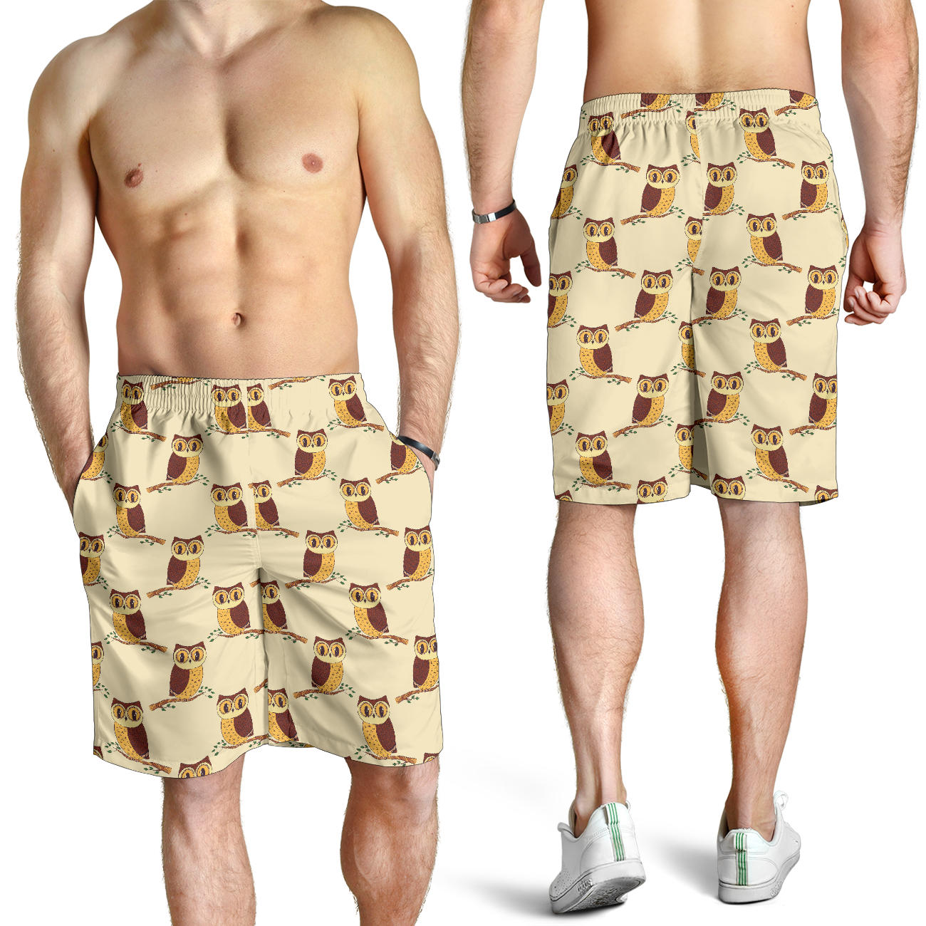 Owl Pattern Print Design A07 Mens Shorts