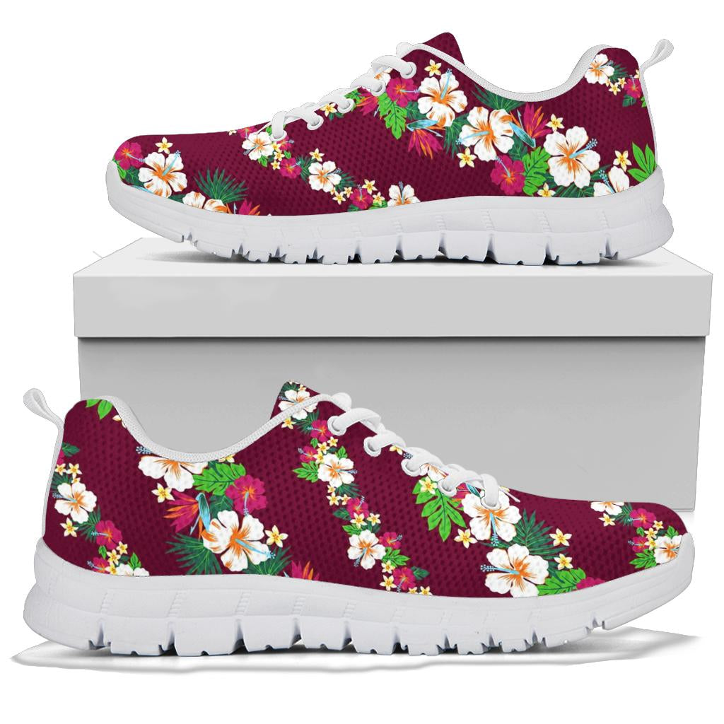 Hawaiian Themed Pattern Print Design H06 Sneakers White Bottom Shoes