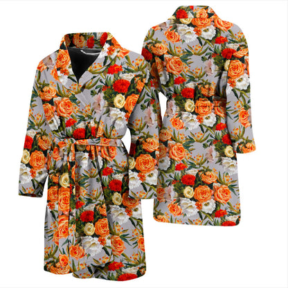 Lisianthus Pattern Print Design LT04 Men Bathrobe