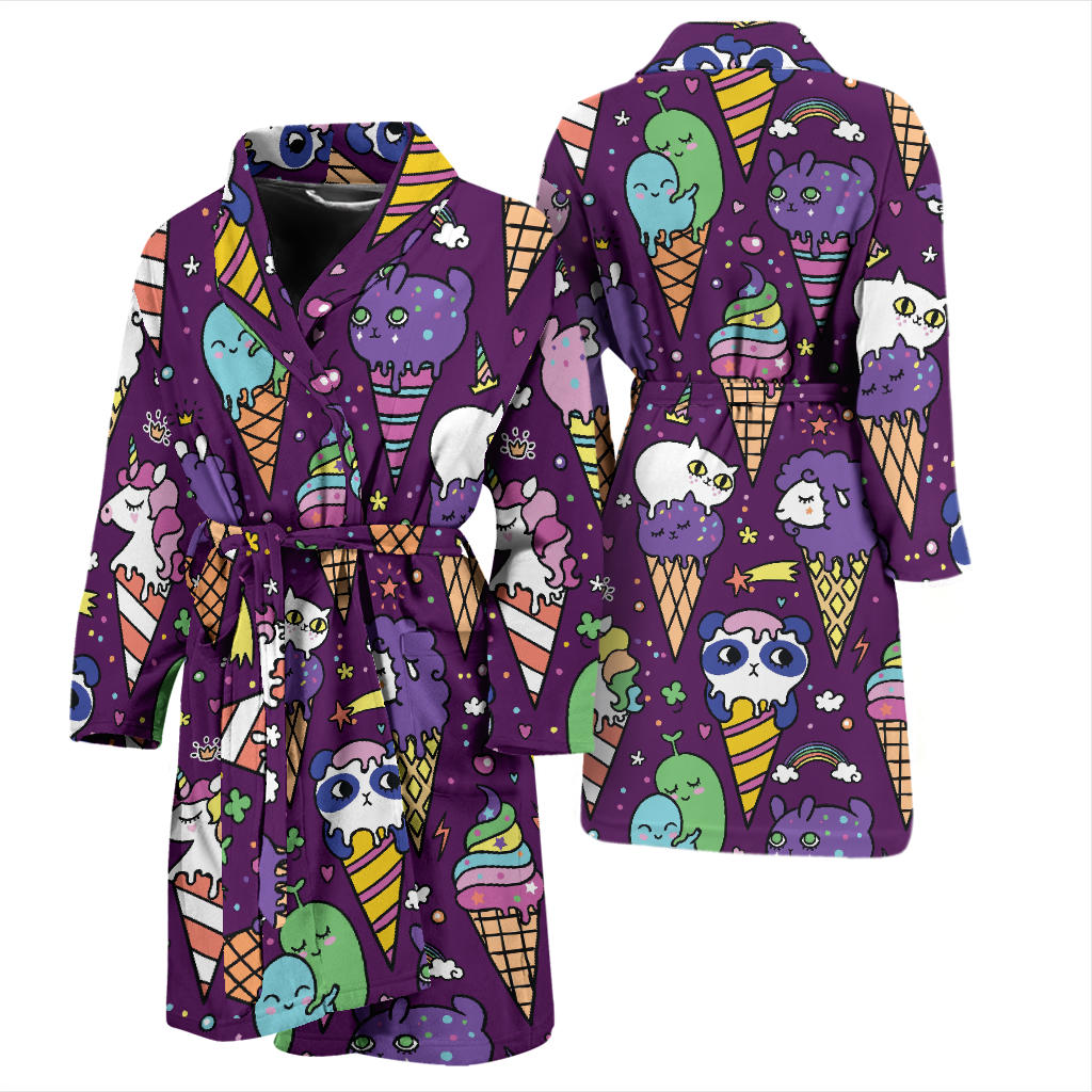 Ice Cream Pattern Print Design IC07 Men Bathrobe
