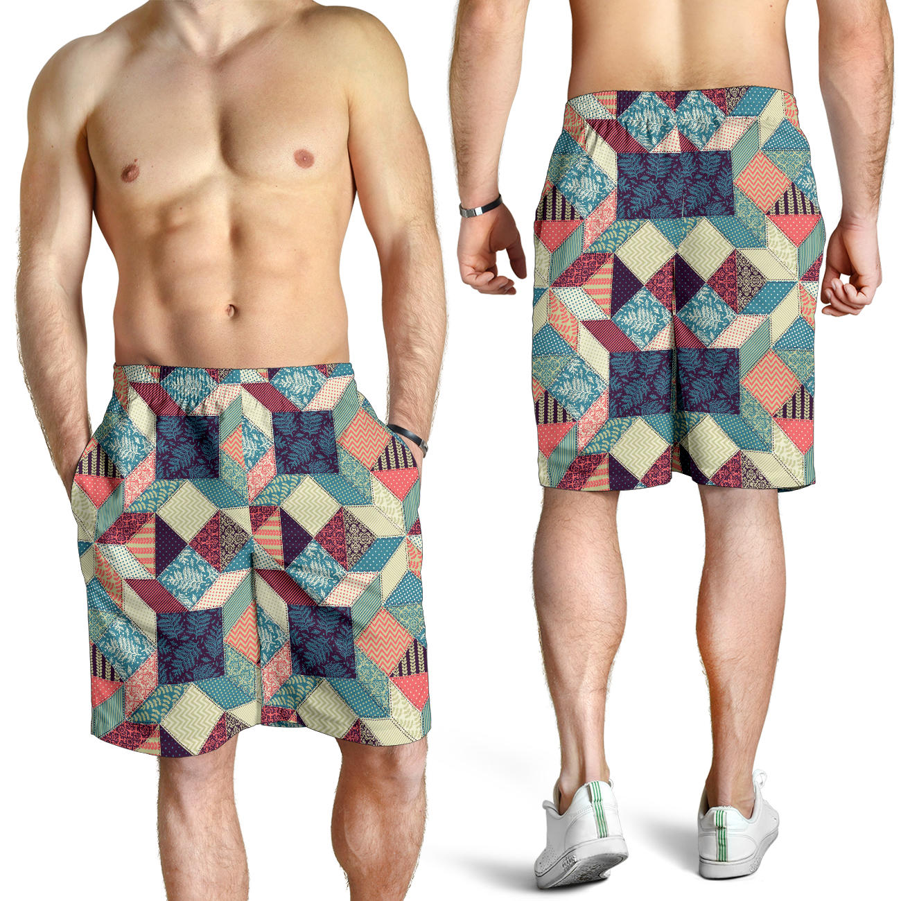 Patchwork Pattern Print Design 02 Mens Shorts