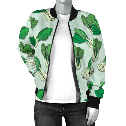 Bok Choy Pattern Print Design 01 Women's Bomber Jacket