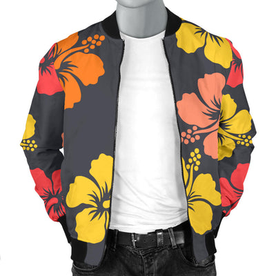 Hibiscus Pattern Print Design HB024 Men Bomber Jacket