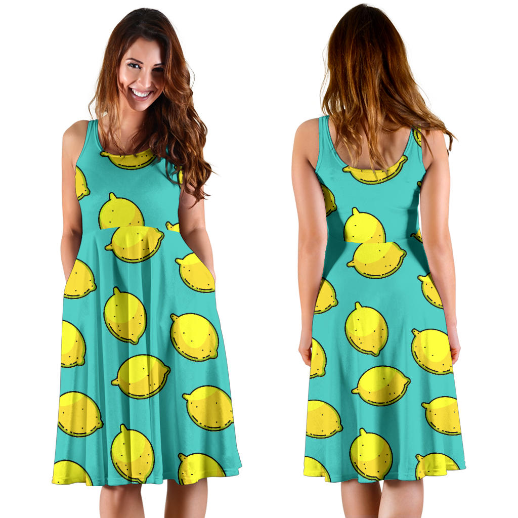 Lemon Pattern Print Design LM04 Midi Dress