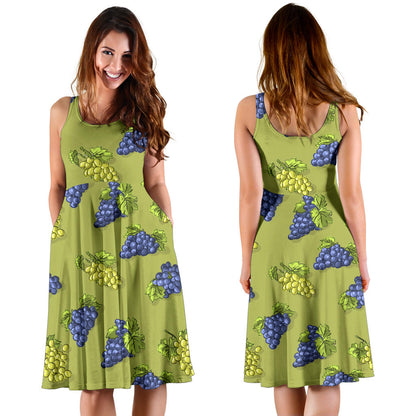 Grape Pattern Print Design GP08 Midi Dress