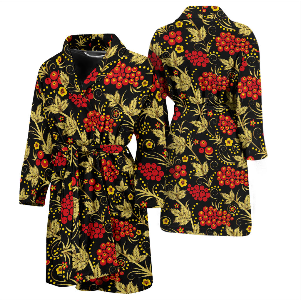 Cranberry Pattern Print Design CB02 Men Bathrobe