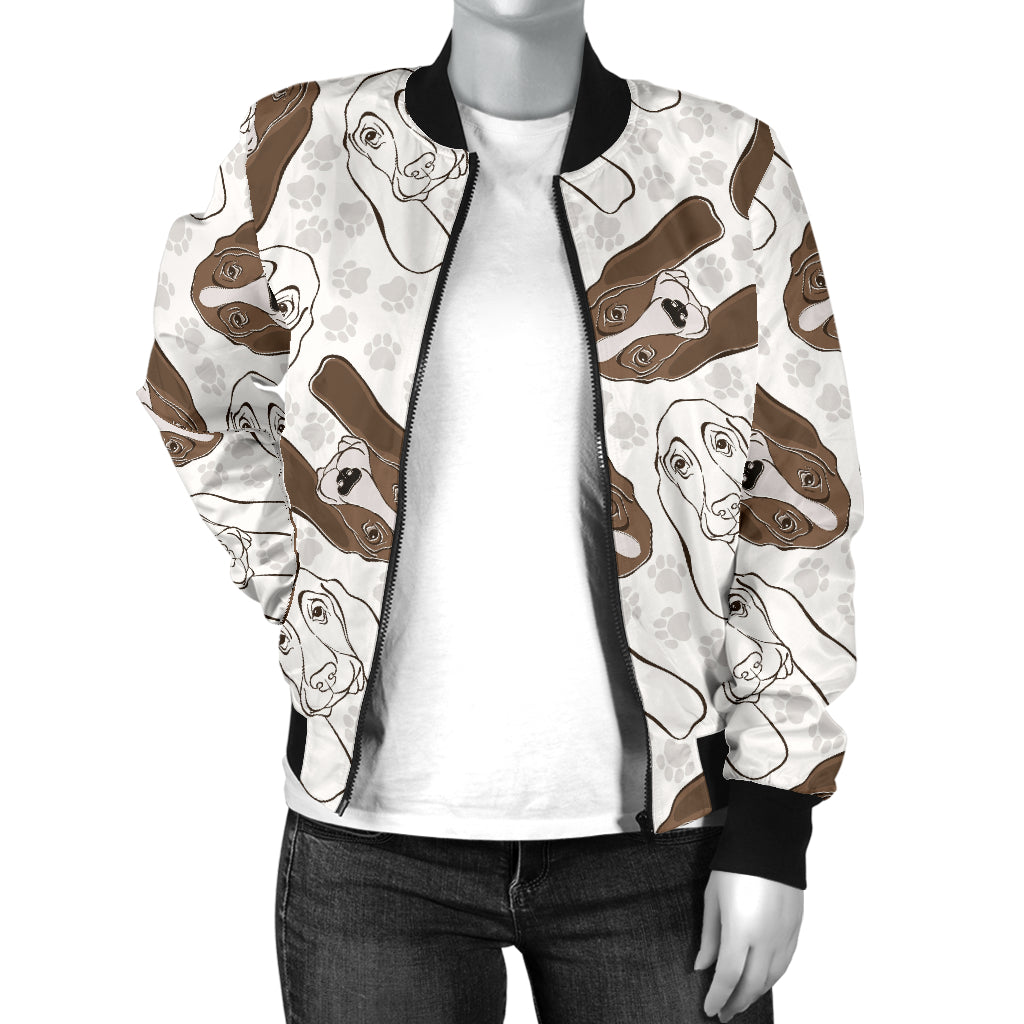 Basset Hound Pattern Print Design 01 Women's Bomber Jacket