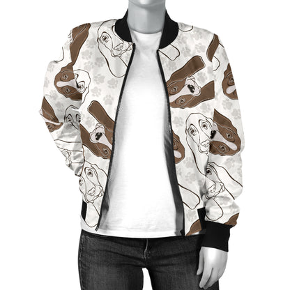 Basset Hound Pattern Print Design 01 Women's Bomber Jacket